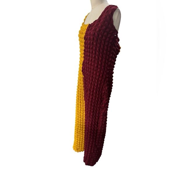 ASHLEY STEWART Textured Yellow & Burgundy Bodycon maxi Dress NEW Size 26/28 PLUS - Picture 2 of 11